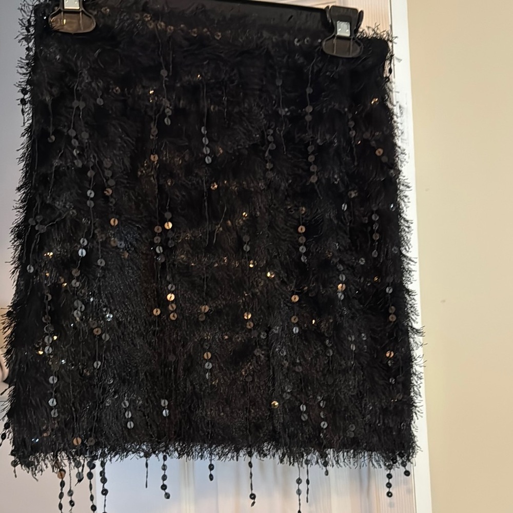 H&M Black Embellished Mini Pencil Skirt